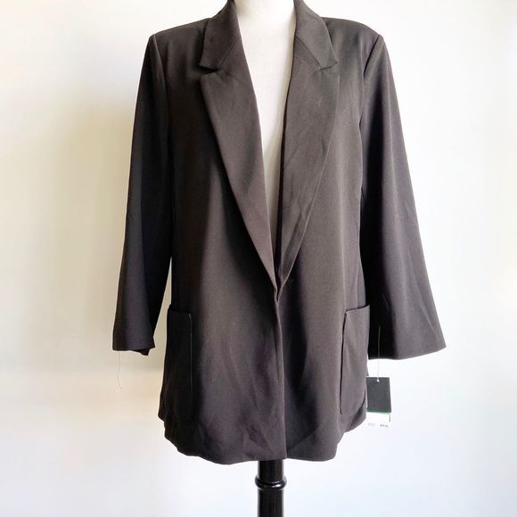 Nine West Black Open Front Pockets Blazer Jacket Large‎ - Picture 1 of 7